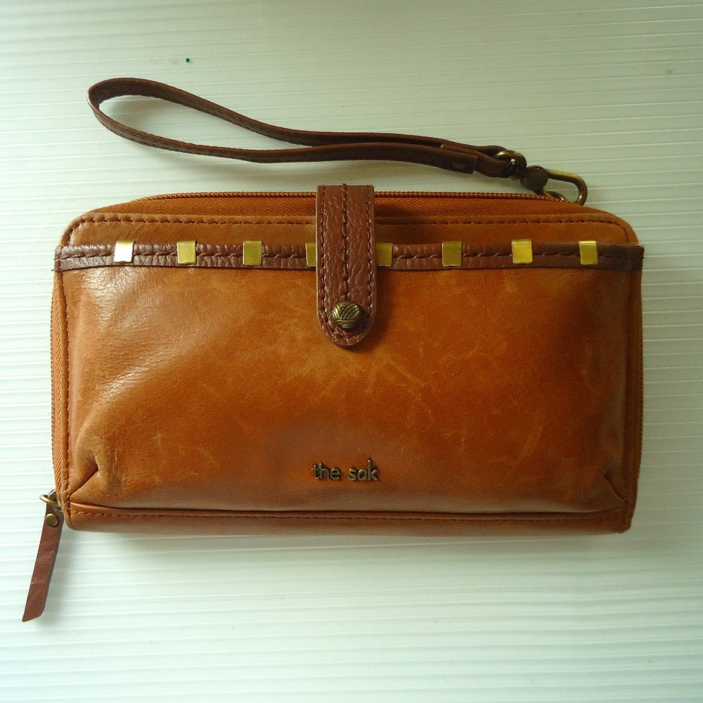 Vintage The Sac Women's Leather Tan Wallet Size-8x5 in